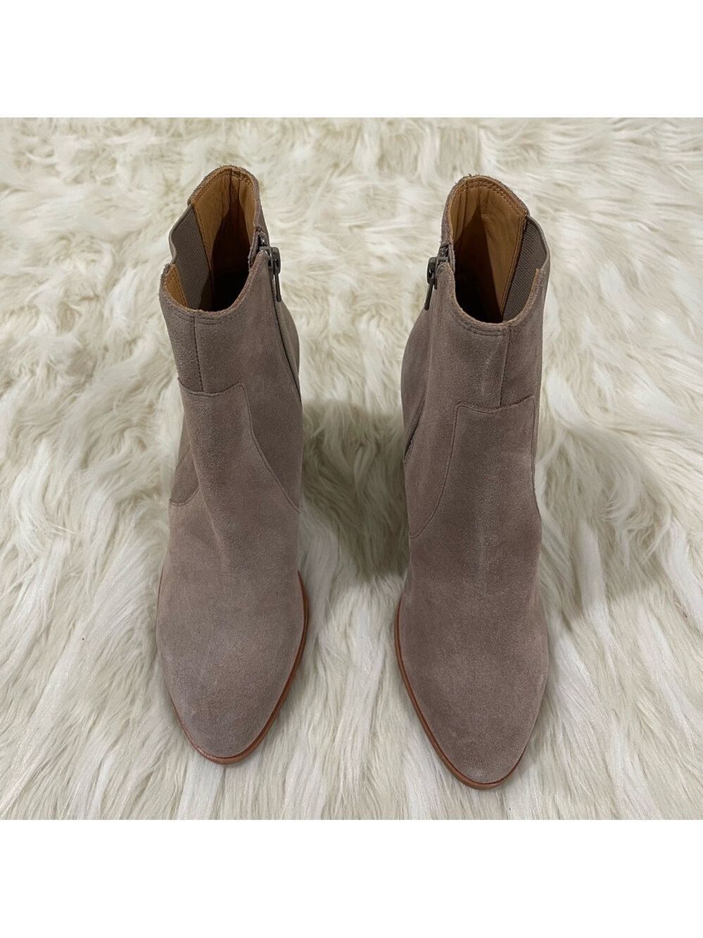 Women’s Soludos Taupe Leather Cowhide Heel Booties 8 US! - Picture 8 of 14